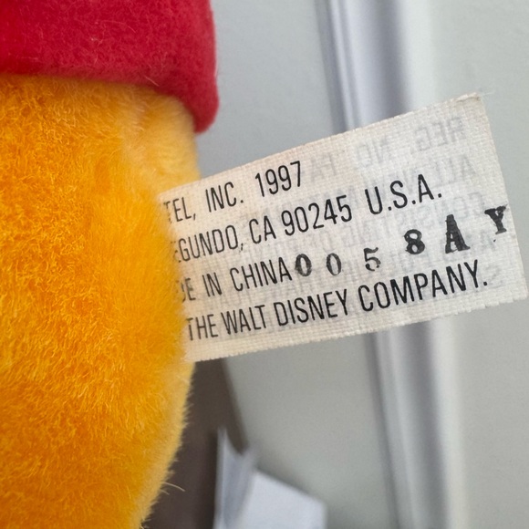 Vintage Disney Pooh Bear Plush Toy with Red and Yellow Colors - Picture 3 of 3